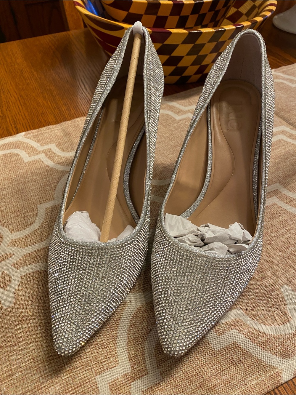 INC International Concepts Silver Crystal Pointed-Toe Pumps